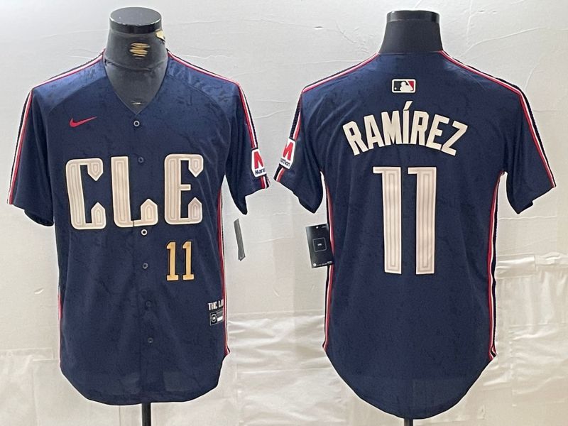 Men Cleveland Indians #11 Ramirez Blue City Edition Nike 2024 MLB Jersey style 4->cleveland indians->MLB Jersey